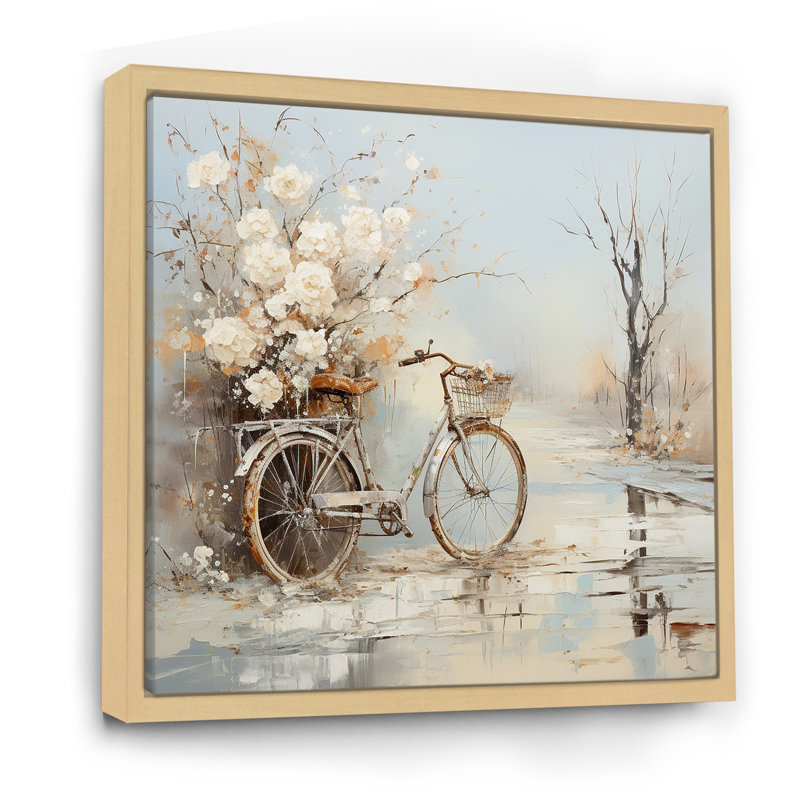 Vélo de charme en hiver III sur toile, H 30 po x l 30 po x P 1 po, Cadre naturel flottant