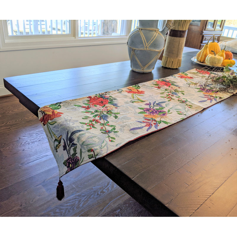 Andreasen Paradise Floral Birds Woven Table Runner, 54" L x 13" W