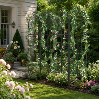 Treillis de jardin pour plantes grimpantes, 180 x 51 cm, treillis métallique antirouille pour fleurs de jardin, support pour rosiers grimpants et concombres d'extérieur, treillis décoratif pour clématites, cours et pelouses