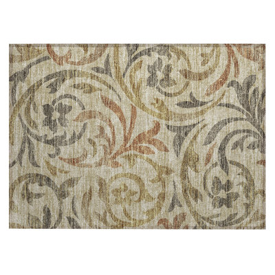 Washable Floral Indoor / Outdoor Rug