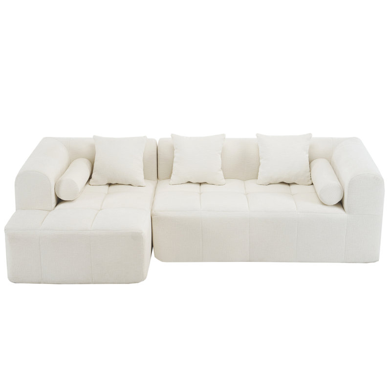 Beige Living Room , Modular Design, Full Foam Cushioning, Curved , Deep Seating Experience Sectional Arrangement, Cushion, Elegant Chenille Fabric