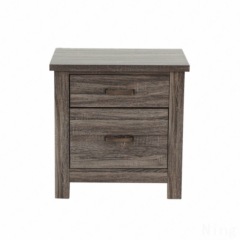 Table de chevet 2 tiroirs en bois, Brown