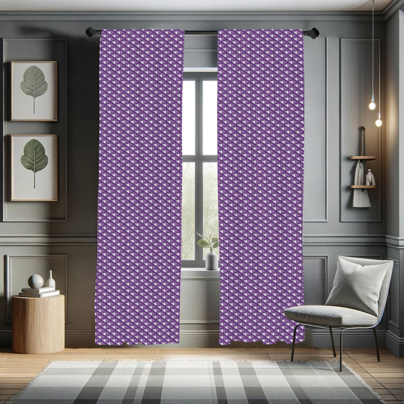 Rideaux à géométrie abstraite Wrought Studio ™, violet diagonal, mauve et quartz, L 28 po x L 63 po