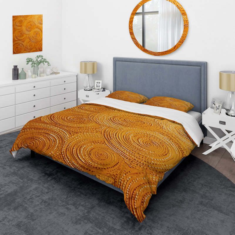 Ensemble de housse de couette Abstract Orange Swirl Collages VI - Abstract Collages, Housse de couette pour très grand lit