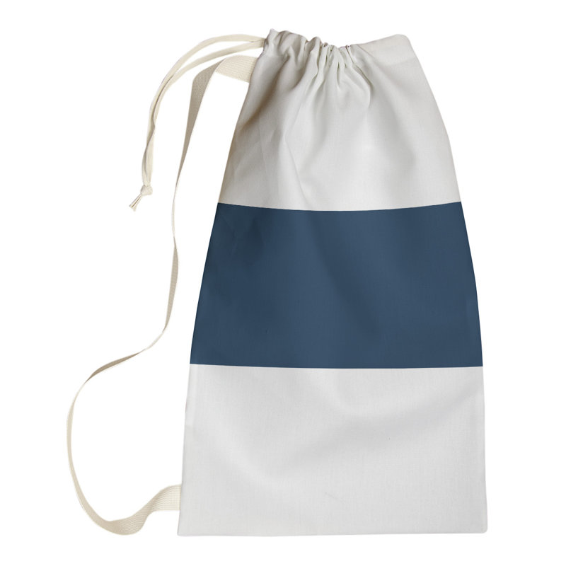 Utah Fabric Laundry Bag, Small (29" H x 18" W), White/Blue