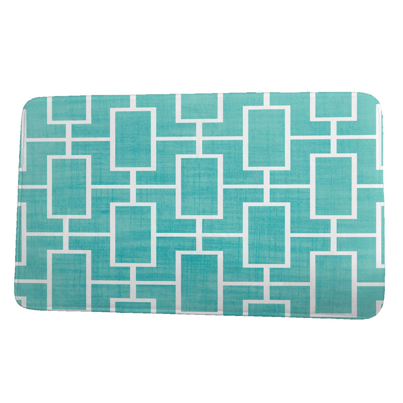 Tapis pour salle de bain avec grillage Leija, H 18 po x L 30 po, Bleu