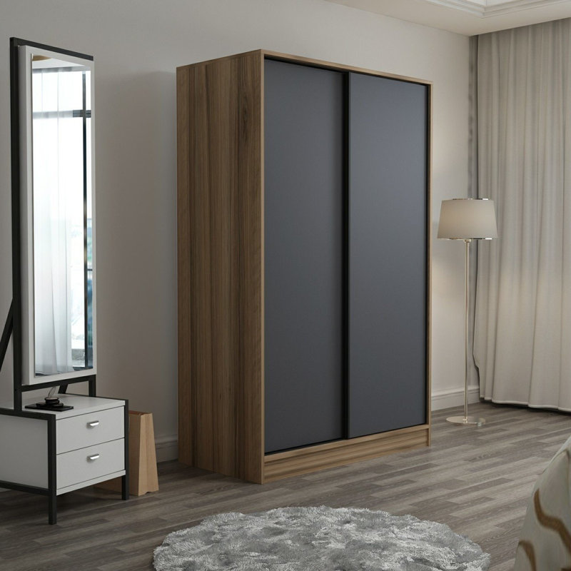 Garde-robe, H 82,7 po x l 47,2 po x P 20,5 po, Gris / Bois