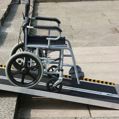 Portable Wheelchair Ramp, 4 Ft 800 Lbs Capacity, Non-Slip Aluminum Folding Threshold Ramp, Foldable Mobility Scooter Ramp Wheel Chair Ramp, Handicap Ramp For Home Steps, Stairs, Doorways, Curbs
