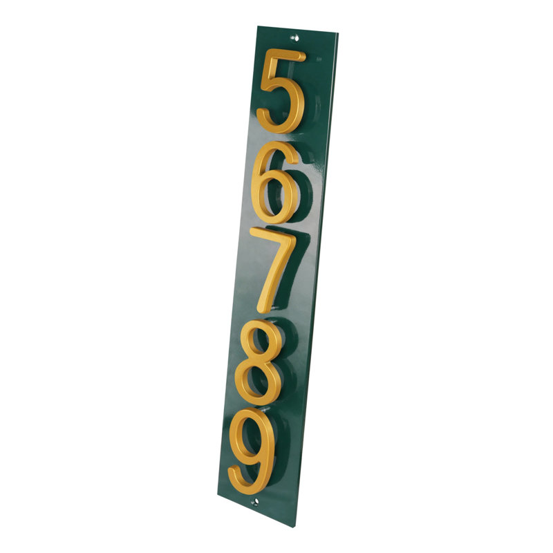 Plaque d'adresse verticale Amgo, Vert, Doré, Oui
