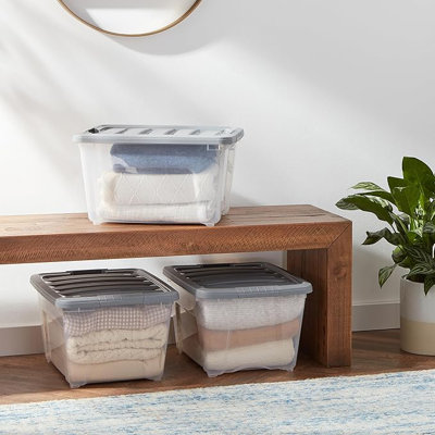 17qt Clear Plastic Storage Bin with Lid and Latching Buckles