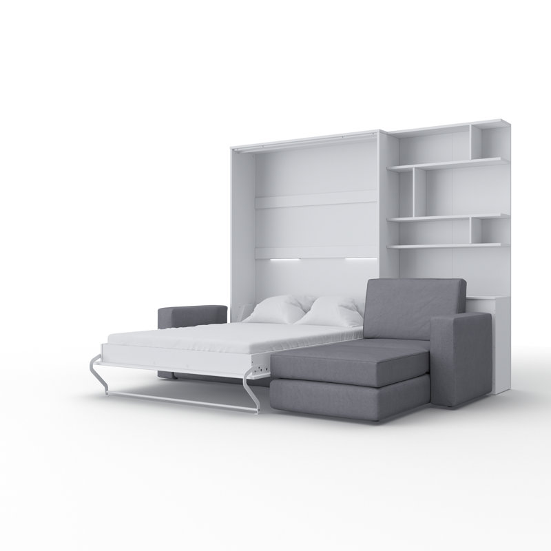 Aubri Upholstered EU Double - 140 X 200 Cm Bed, White/Grey