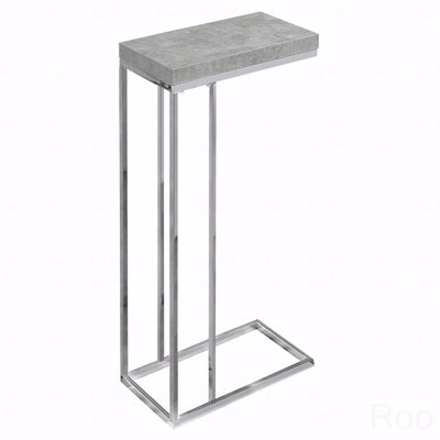 Accent Table, C-Shaped, End, Side, Snack, Laminate, Chrome Metal, Contemporary, Modern