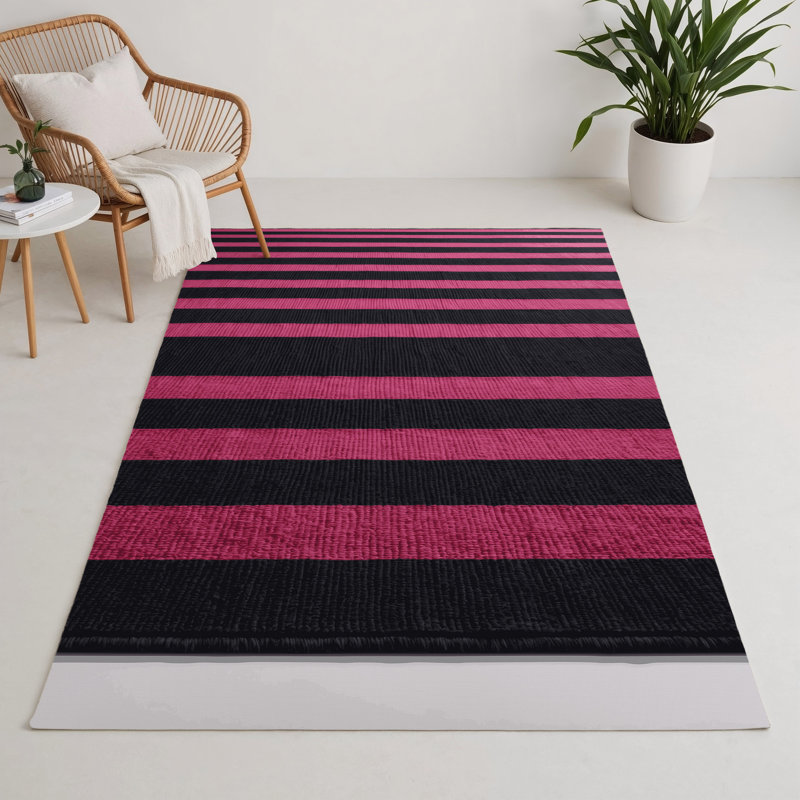 Tapis intérieur / extérieur mauve HorizontalStripes, Rectangulaire 3 pi x 5 pi