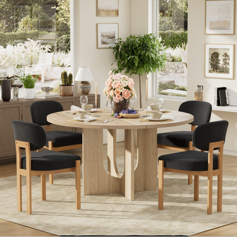 Ensemble de salle à manger Farmhouse, Une table et quatre chaises, Noir, Brun