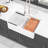 White Farmhouse Sink Workstation - 33 Inch White Ceramic Double Bowl Farm Kitchen Sink