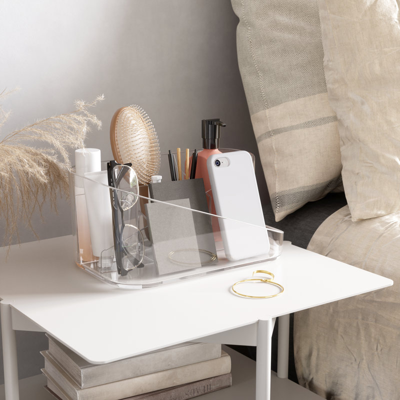 Clear Rectangular Acrylic Makeup Organizer with Compartments