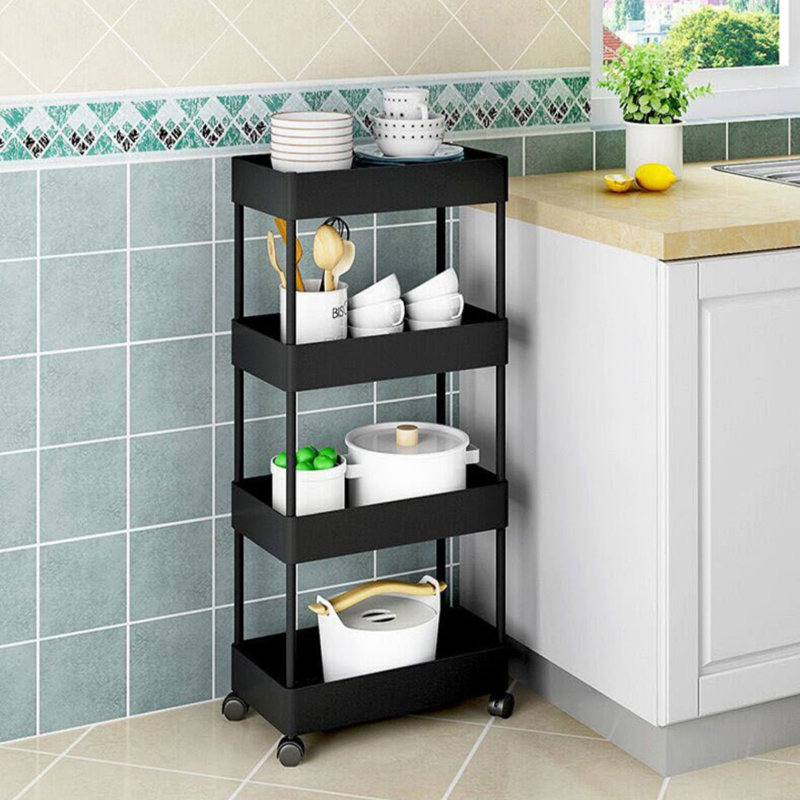 Bubacarr 90cm H x 40cm W Utility Cart with Wheels, Black