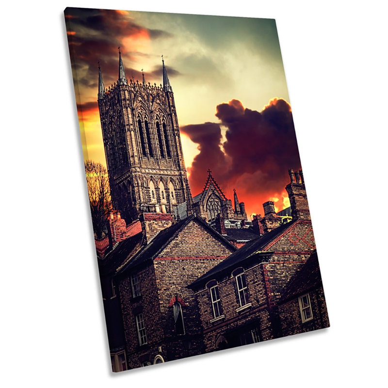 Lincoln City Cathedral Sunset - Wrapped Canvas Print, 76.2cm H x 50.8cm W