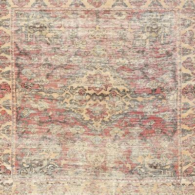 Tapis beige/rouge traditionnel