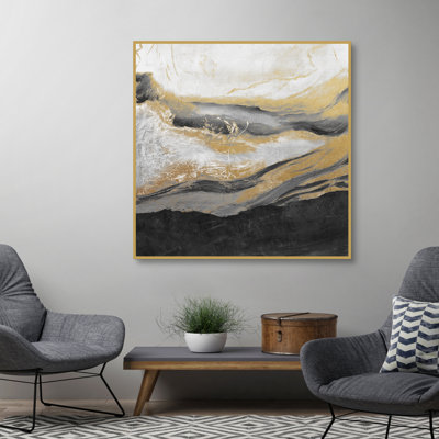 «Black Gold Abstract» par Willowbrook, art mural encadré