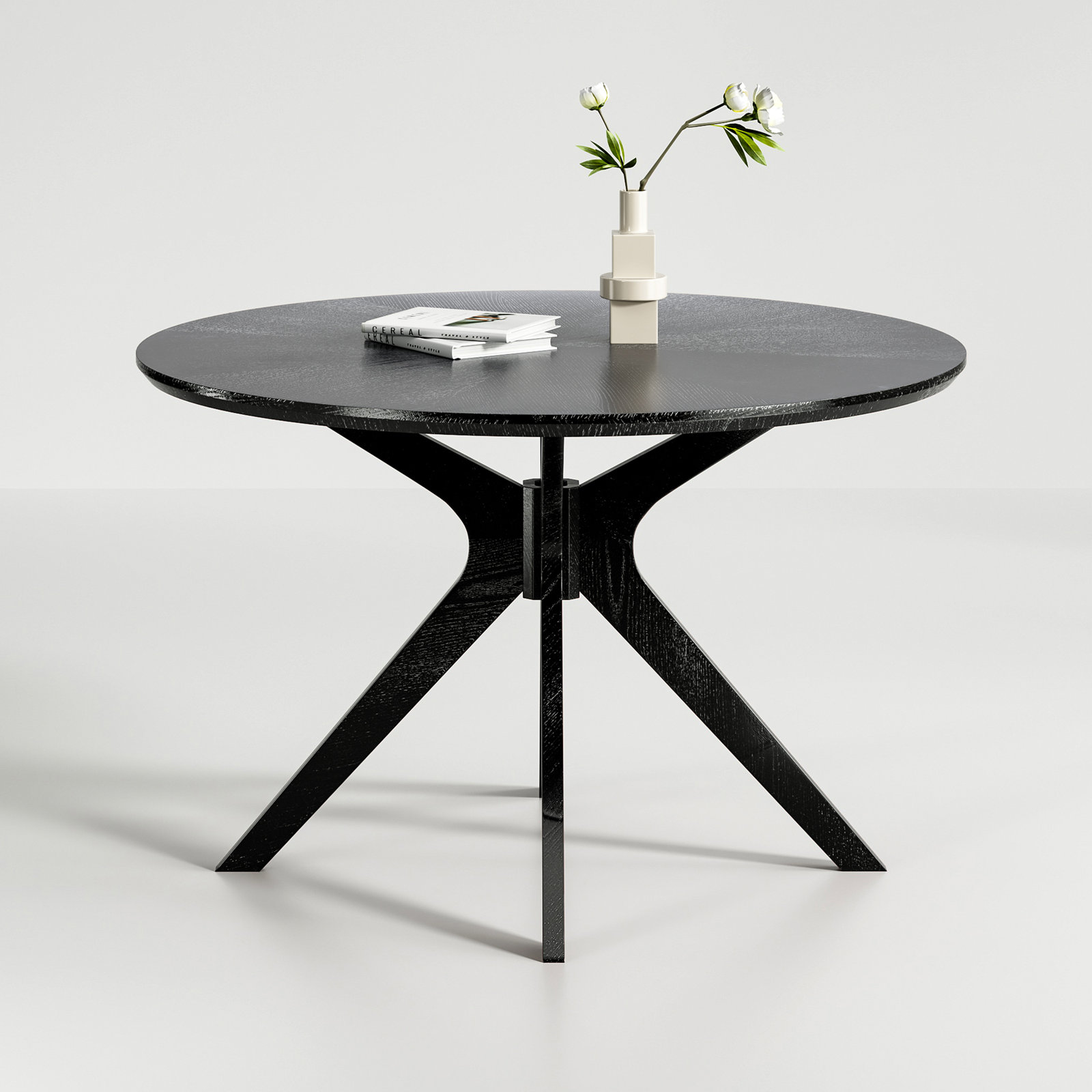 Bergmans 47.2'' Round Dining Table, Black Top/Black Base