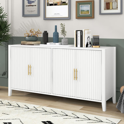 U-Style Accent Storage Cabinet, Sideboard Wooden Cabinet With Metal Handles, Ideal For Hallway, Entryway, Living Room, Versatile Furniture For Home Organization