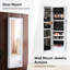 Armoire à bijoux à miroir 47 po à DEL, organisateur de bijoux mural ou à porte, grand rangement verrouillable pour cosmétiques de grande capacité