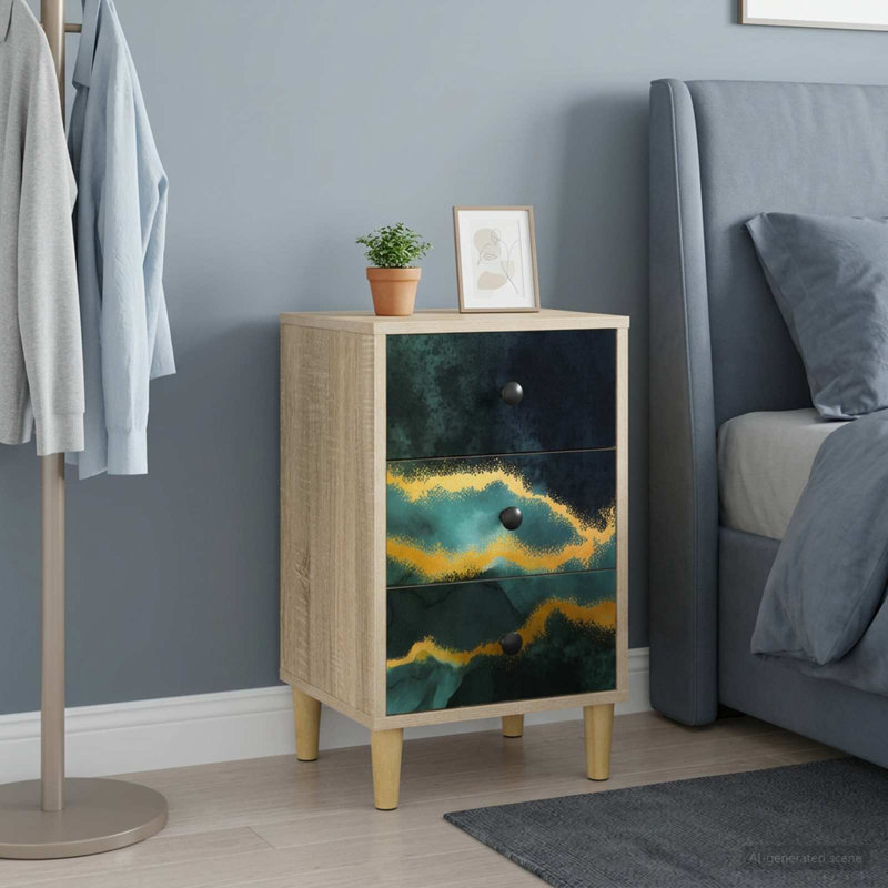36cm W Engineered Wood Bedside Table