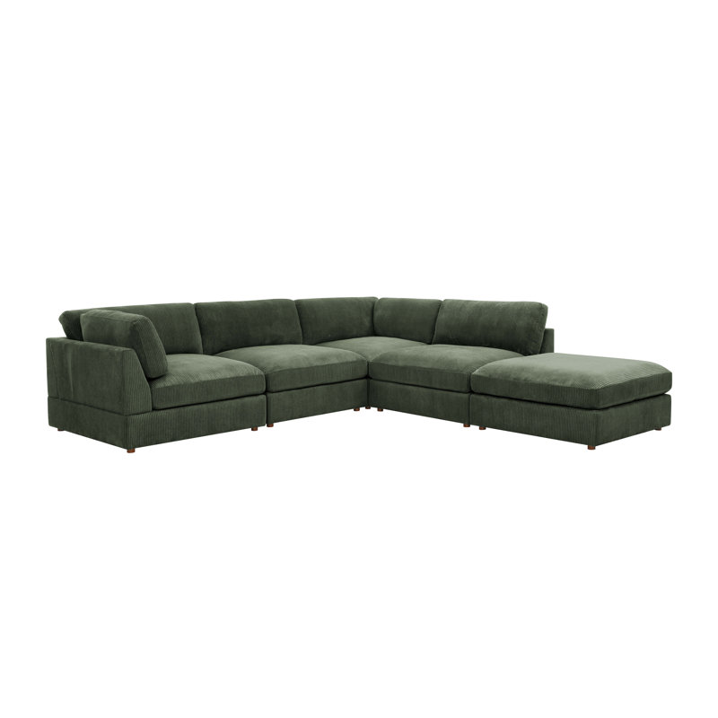 Airedale Modular Corduroy Sectional, Dark Green