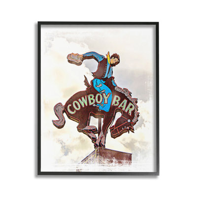 Cowboy Bar Sign Framed Giclee Art by Jerry Cowart