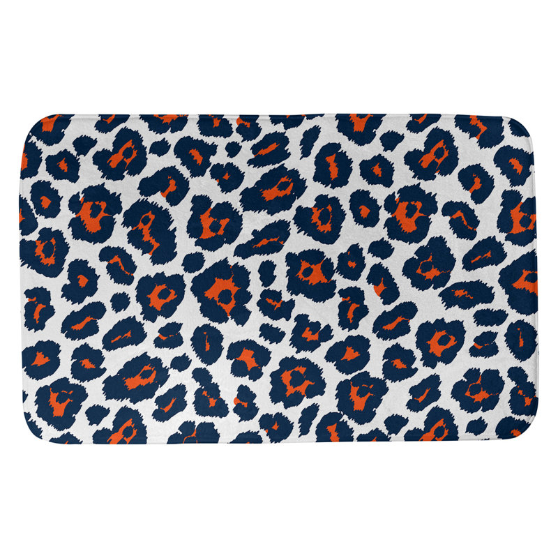 Tapis pour salle de bain Denver football, Blanc / orange / bleu, H 0,5 po x l 21 po x L 34 po