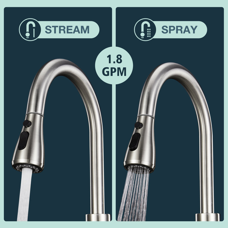 Pull Down Spray Single Lever Kitchen Tap, Brushed Nickel