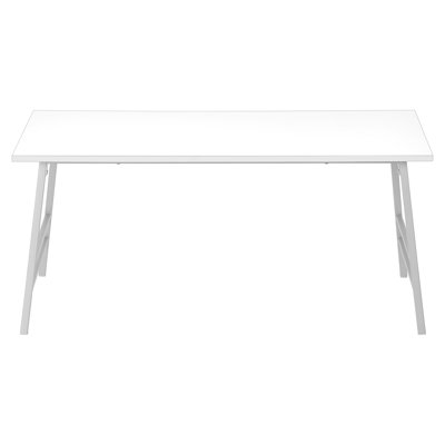 Table basse de style moderne pour le salon, L 40 po rectangulaire, stratifié blanc avec base en métal gris 40 po