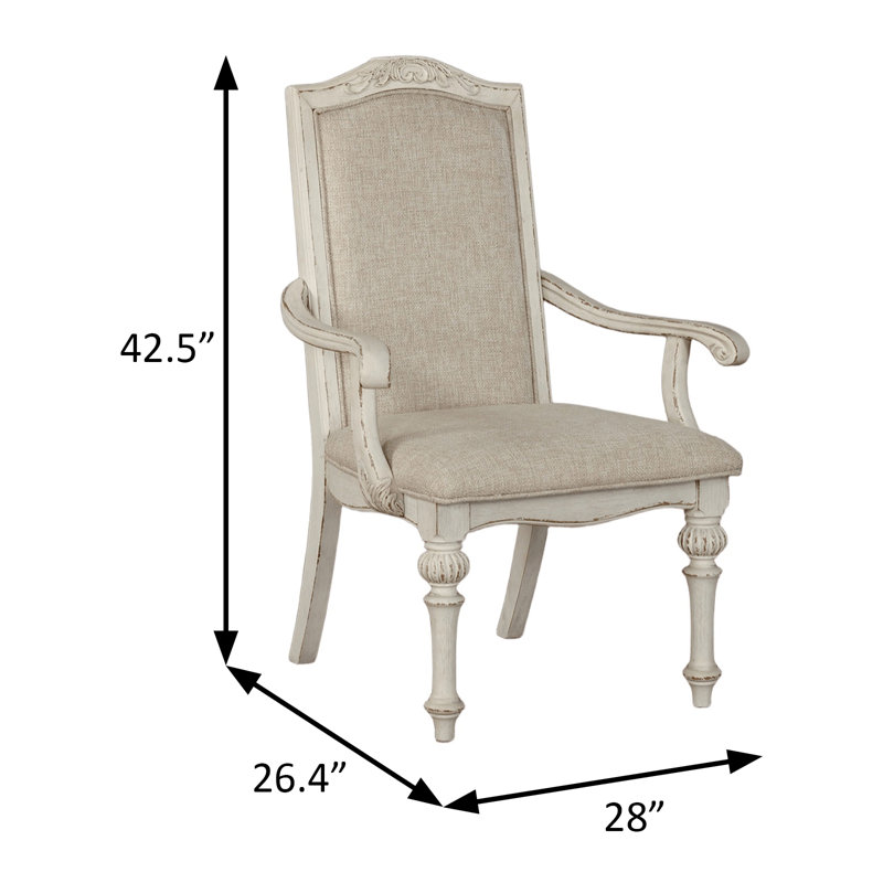 Chaise avec accoudoirs rustique l 28 po (2 / RTC), blanc antique, Blanc antique, Blanc antique