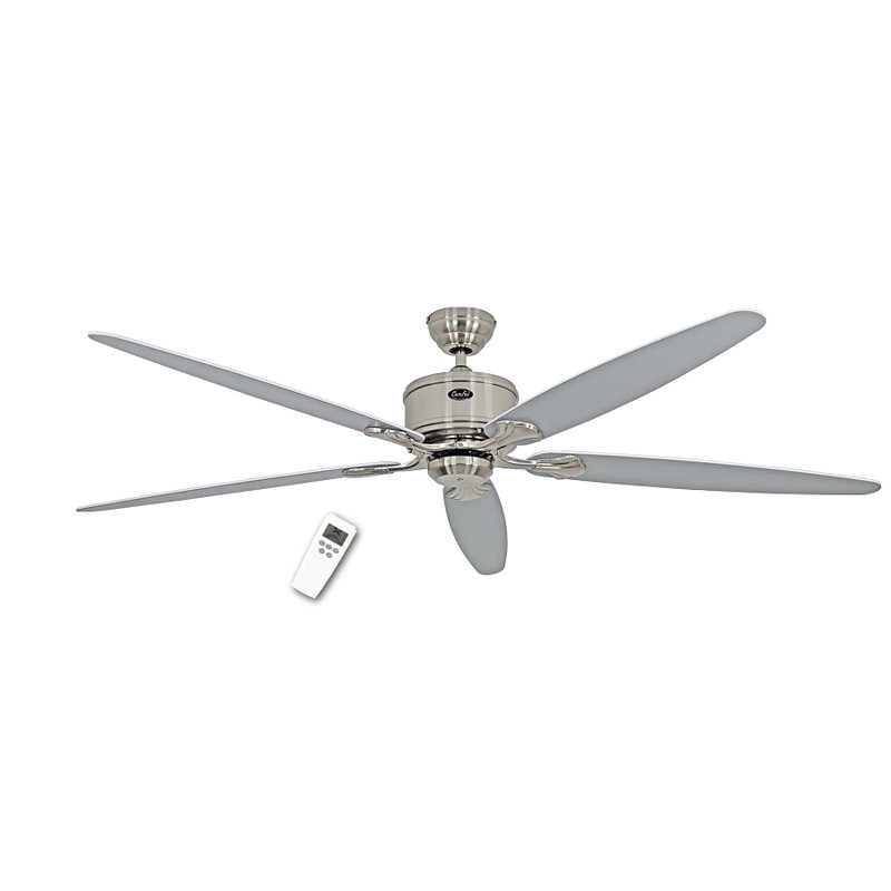 Allman 180cm Ceiling Fan, Brushed Chrome with Lacquered White and Lacquered