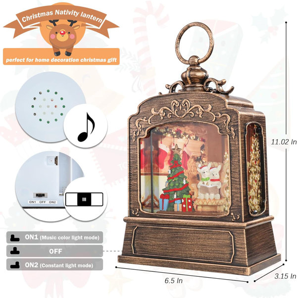 The Holiday Aisle® Christmas Musical Snow Globe Lantern Spinning