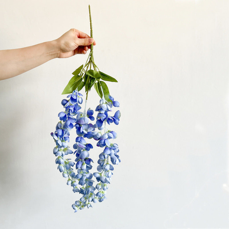 Faux fleurs de glycine artificielles suspendues, Bleu