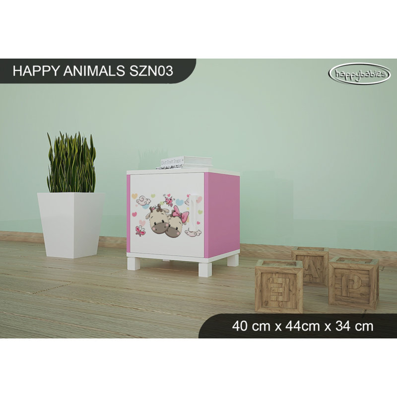 Nightstand, White/Pink