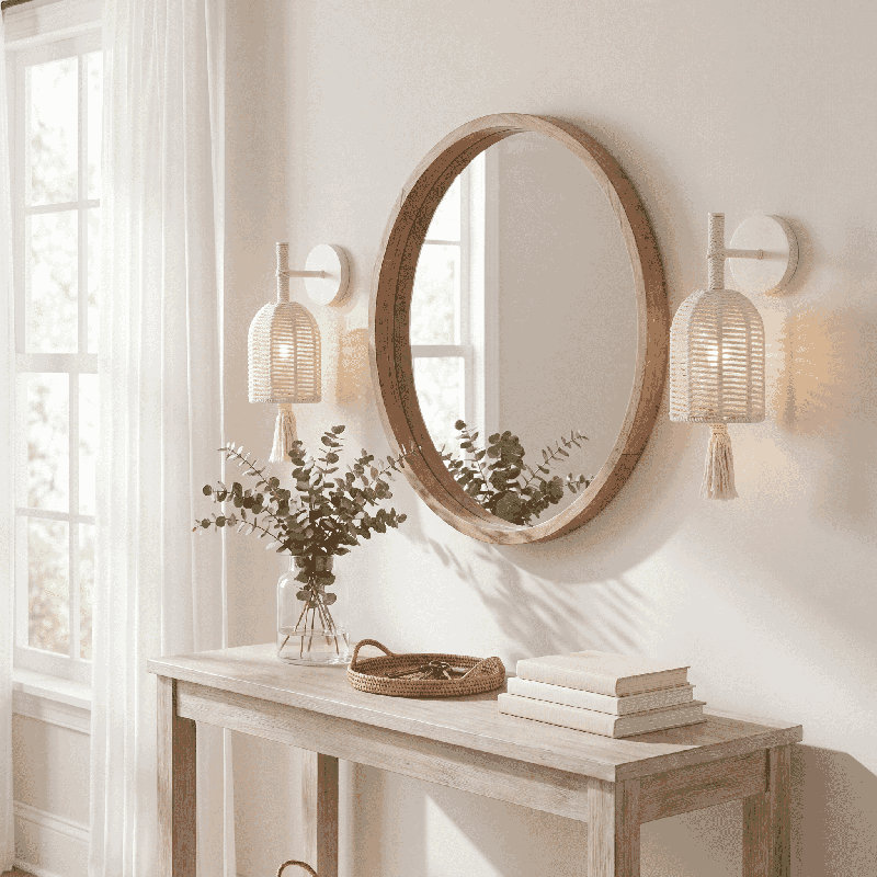 Lunara 1-Light Wall Sconce in Cotton by Breegan Jane