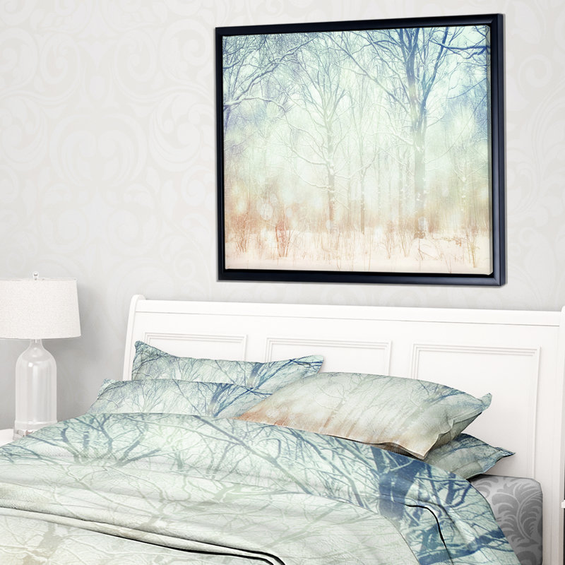 «Winter with Foggy Forest», art graphique, H 12 po x l 20 po x p 1 po, Toile avec cadre flottant