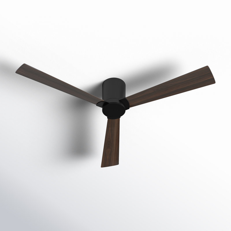 Rozzen Ceiling Fan, Midnight Black/American Walnut Reversible Blades, Midnight Black, 9.3" H x 52" W