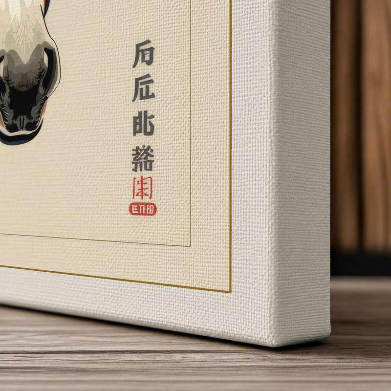 Ceremonial Donkey Japandi - Wrapped Canvas, 24x16 - 61.0 x 40.6 cm, Cream Border