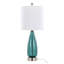 Lampe de table Bottega 22 po en verre saphir bleu, nickel brossé et toile de lin blanche de Grandview Gallery - ensemble de 2