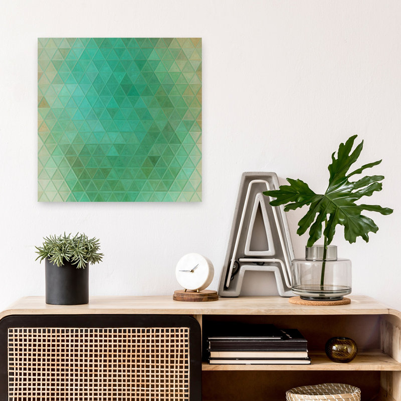 Art mural géométrique abstrait bleu sarcelle, 18" H x 18" W