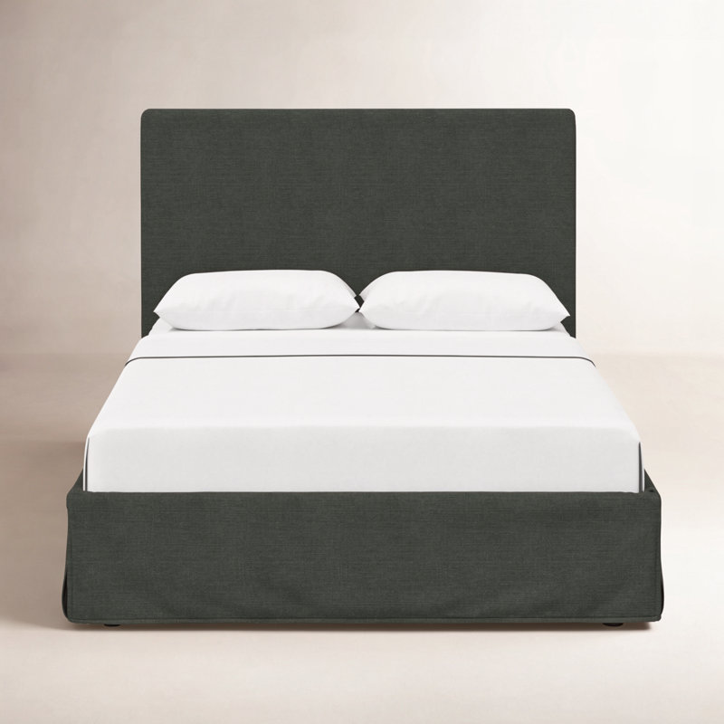 Verona Upholstered Slipcover Bed, Twin, Classic Black Linen