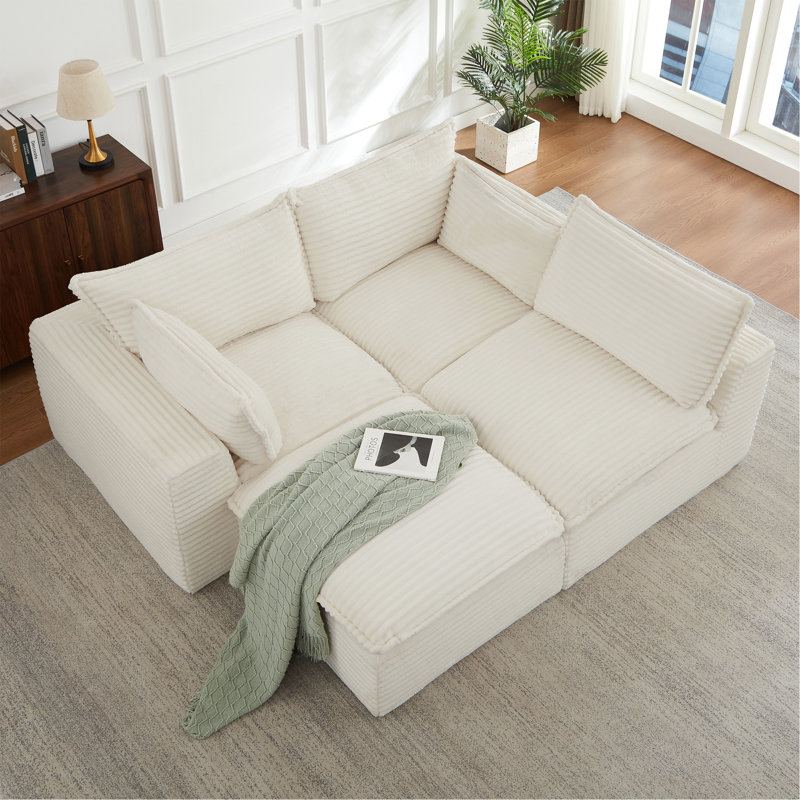 Canapés modulaires en nuage pour le salon, canapé convertible en L avec repose-pieds, H 30,3 po x l 109,4 po x P 39,4 po