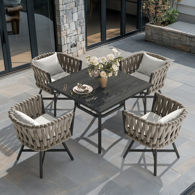 Arlend 4 - Person Square Outdoor Dining Set With Cushions (Set Of 5)