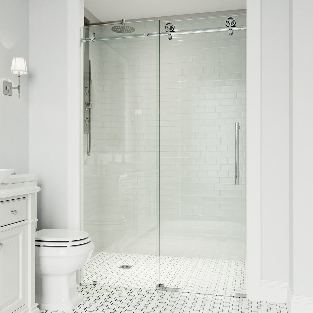 Cass 60-64" W x 76" H Sliding Frameless Shower Door with 3/8" Clear Glass VIGO 