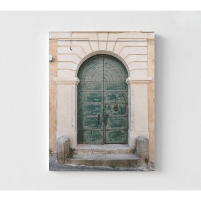«Aged Green Doorway», impression d'art architectural européen