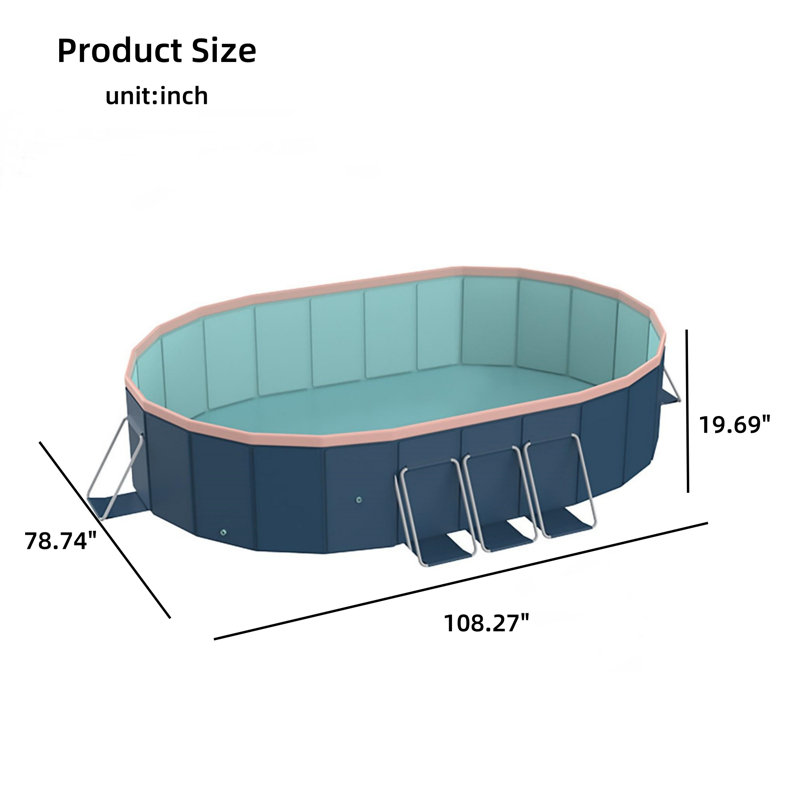 Piscine ovale en PVC, L 9,02 po x l 6,56 po x H 19,69 po